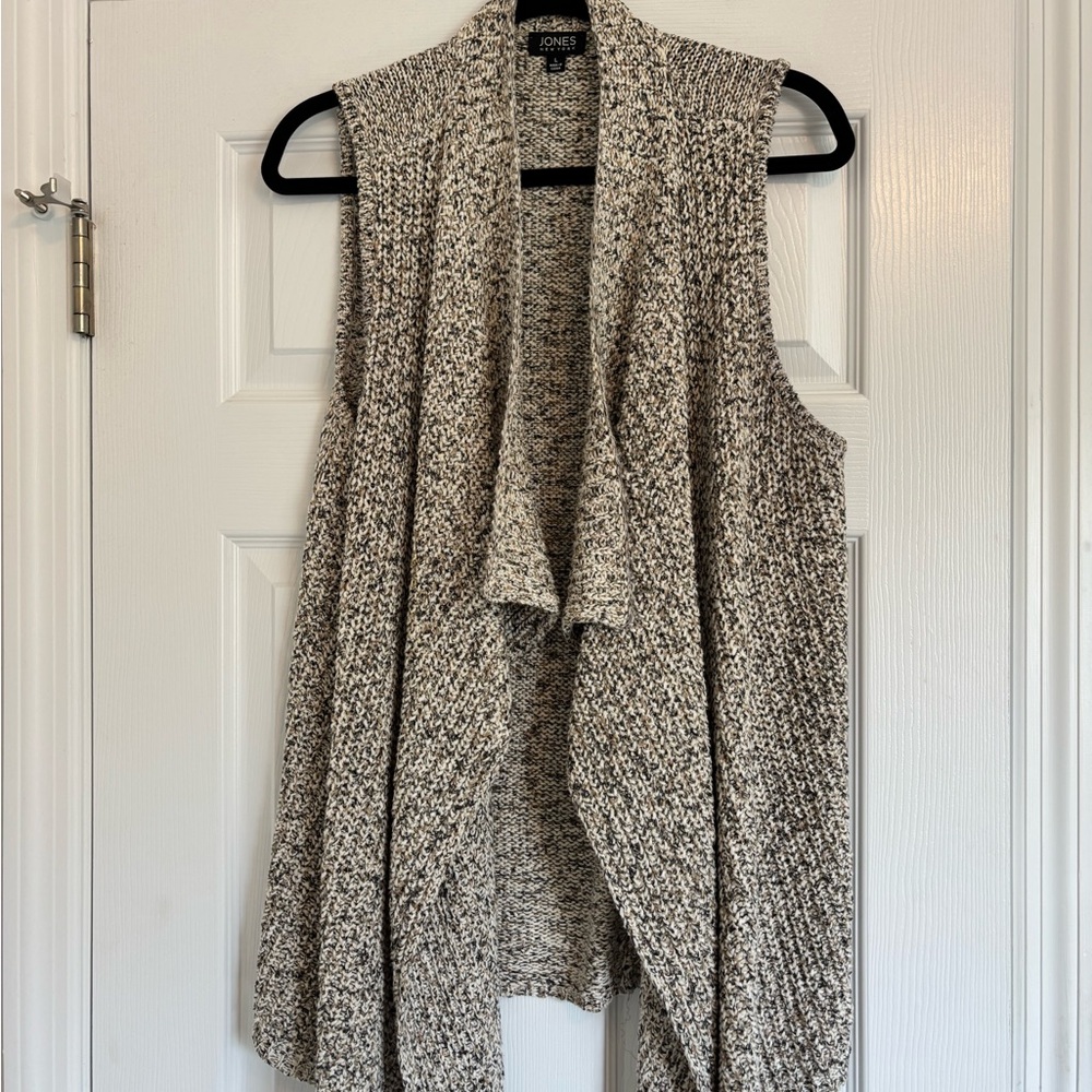 Jones New York Women's Cream and Black Open Cardigan